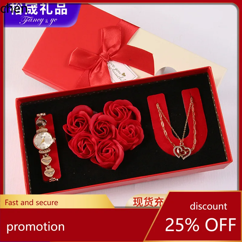 

H1 cross-border valentine's day gift set mother's day souvenir everlasting flower necklace watch wedding souvenir set