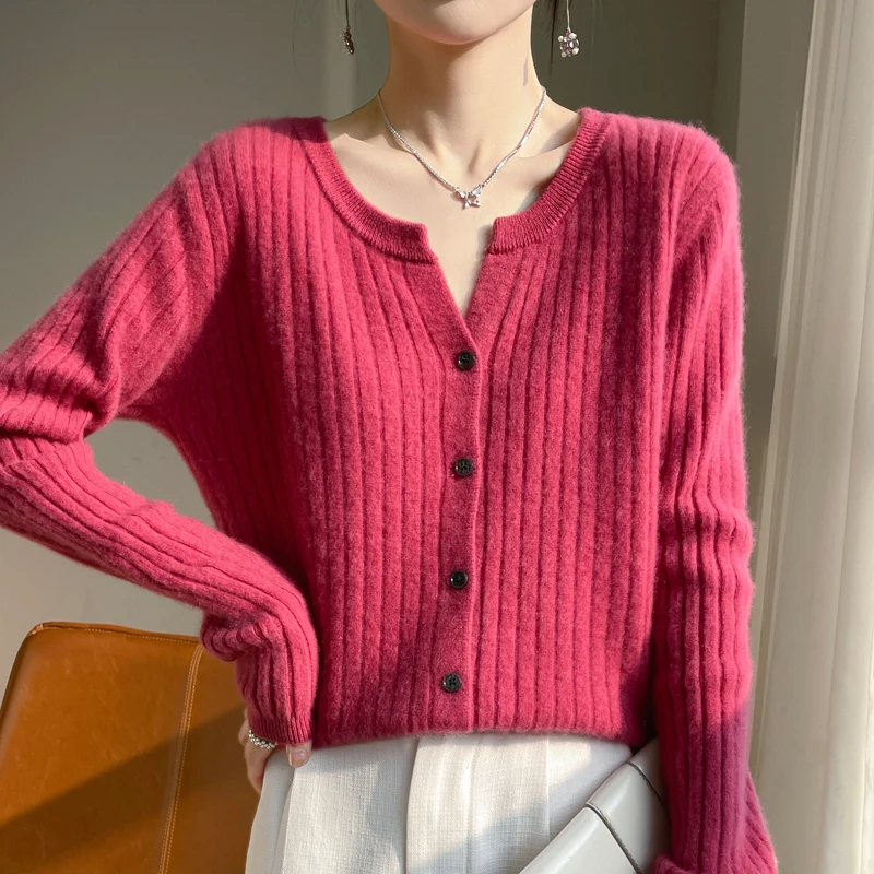 2024 Spring and Autumn New Cashmere Cardigan Coat Female Knitted Cardigan Women Cashmere Cardigan Sweater