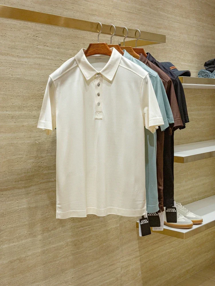 

ZZ moisture-absorbing and breathable acetate fiber summer men's old money wind casual short-sleeved POLO shirt