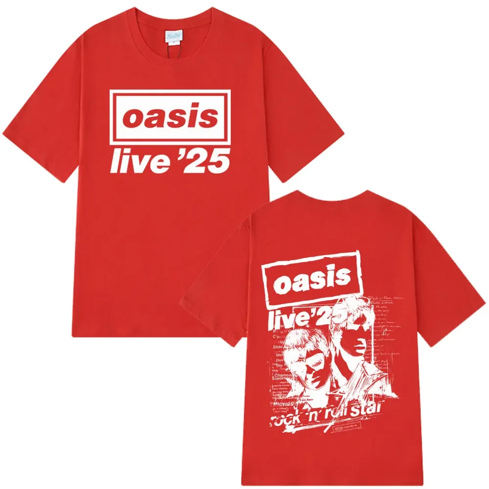 Hip Hop Streetwear Short Sleeve Loose T Shirts Fans Gift OASIS Live 25 Tour 2025 Vintage T-shirt Men Woman Casual Cotton T-shirt