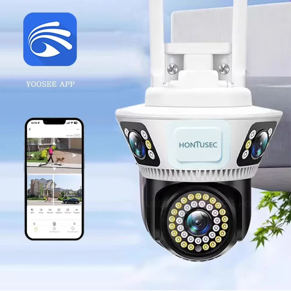 

YOOSEE 6K 12MP 3 LENS 3 Screens Wifi PTZ Outdoor Waterproof Color Night Vision Auto Tracking Two Way Audio Surveillance Camera