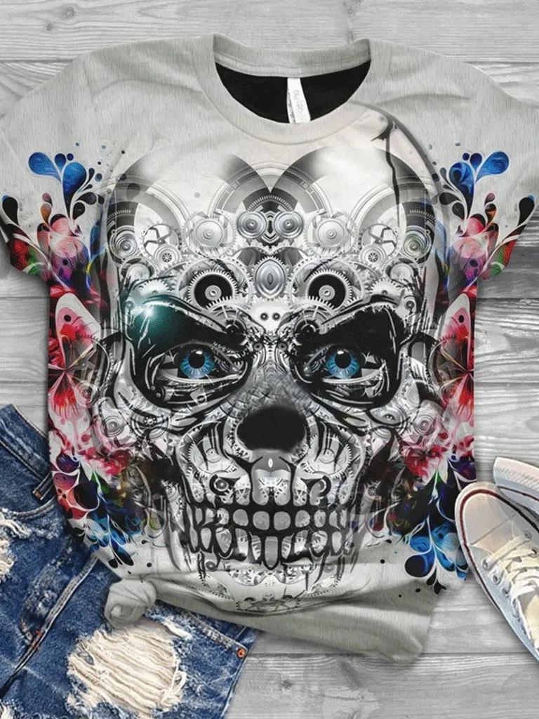 T-shirt da donna casual stampata versatile Street Sle Motivo floreale 3D Umidità ng ort Sve round Ne Regular Fit