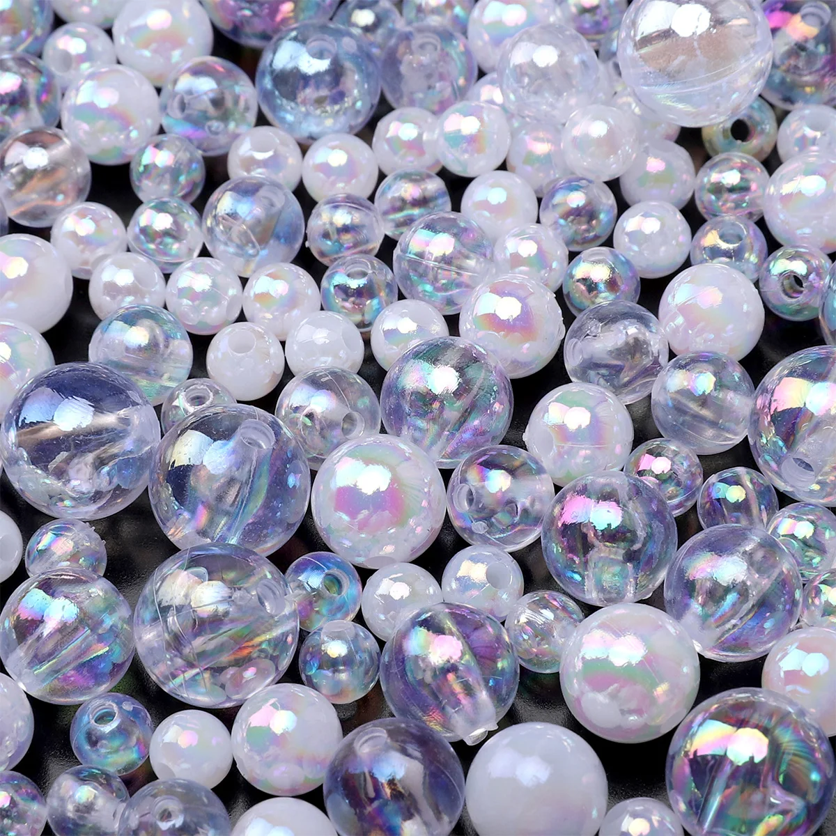 6-12mm Colour AB Charms Round Acrylic Beads Loose Spacer Beads for Jewelry Makeing DIY Handmade Bracelet Accessories