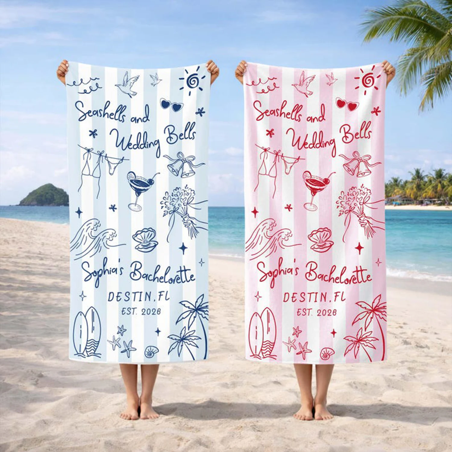 Personalized Bachelorette Beach Towel, Custom Bride Squad Pool Towel, Bridal Party Gift, Last Toast on the Coast Girls Trip