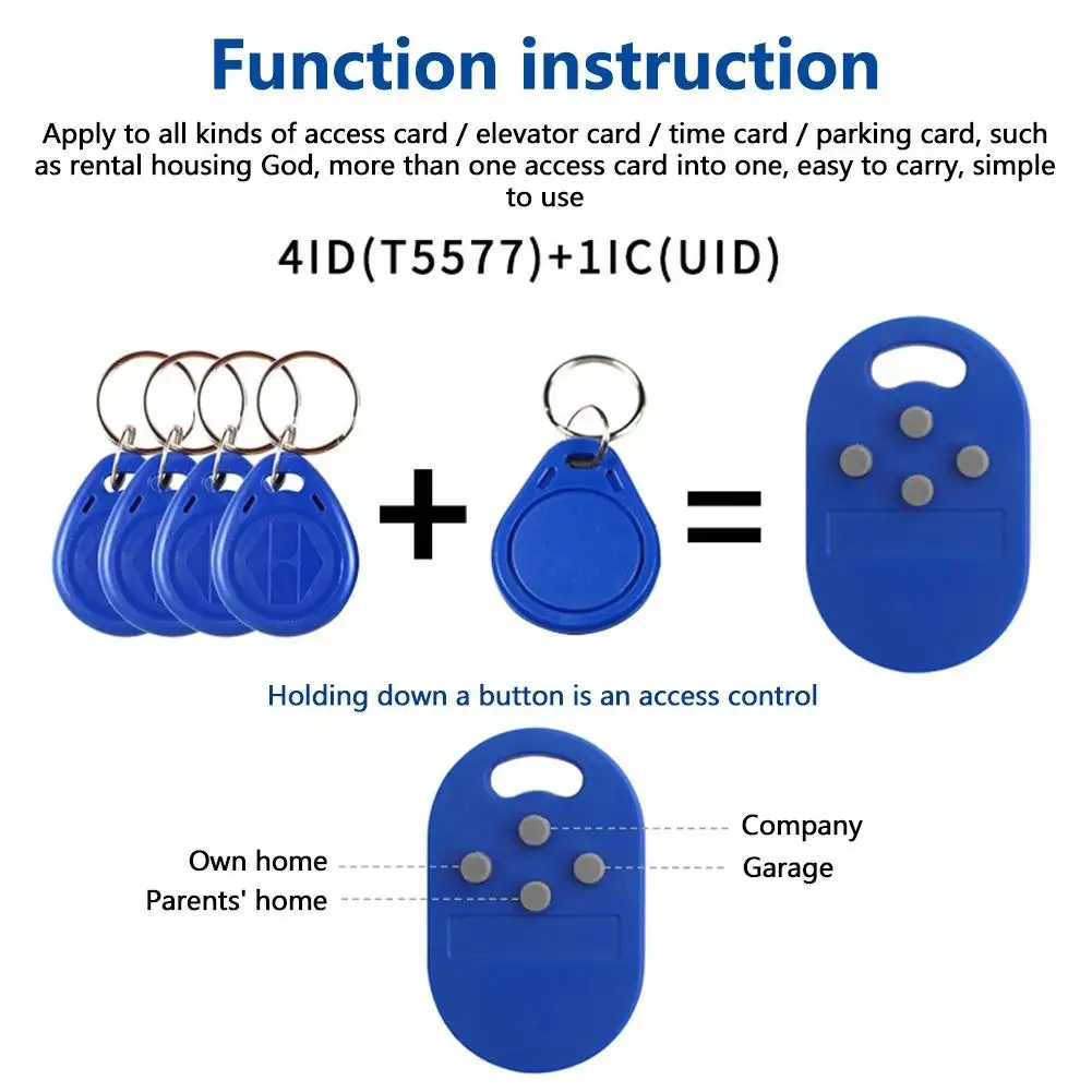 Multifunctional Key Tags 5 In 1 125k 13.56MHZ NFC Card T5577 EM ID IC UID Rewritable Metal Card Access Control Key