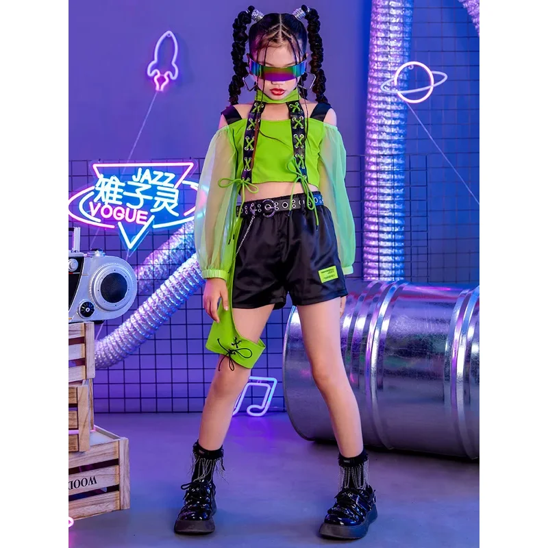 

Girls' jazz dance fashion suits, children's cool dance costumes, children's hip-hop dance, hip-hop costumes, tops, pants