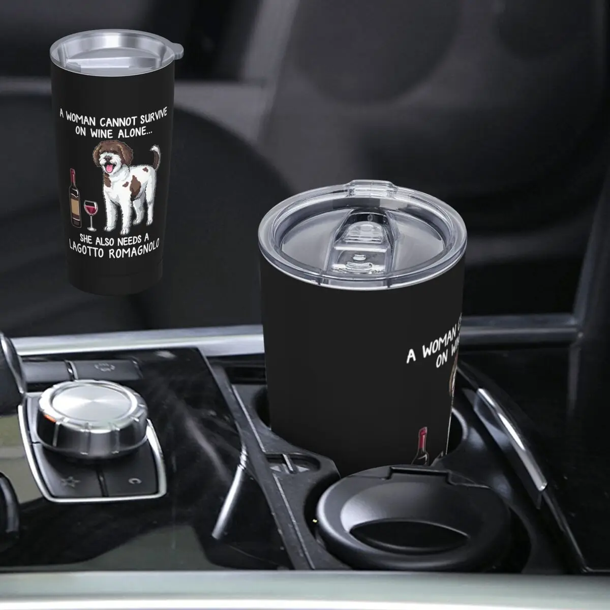 Lagotto Romagnolo And Wine Funny Dog Fitted Stainless Steel Tumbler Vacuum Insulated Mug Thermal Cold Cup Straw With Lid 20oz