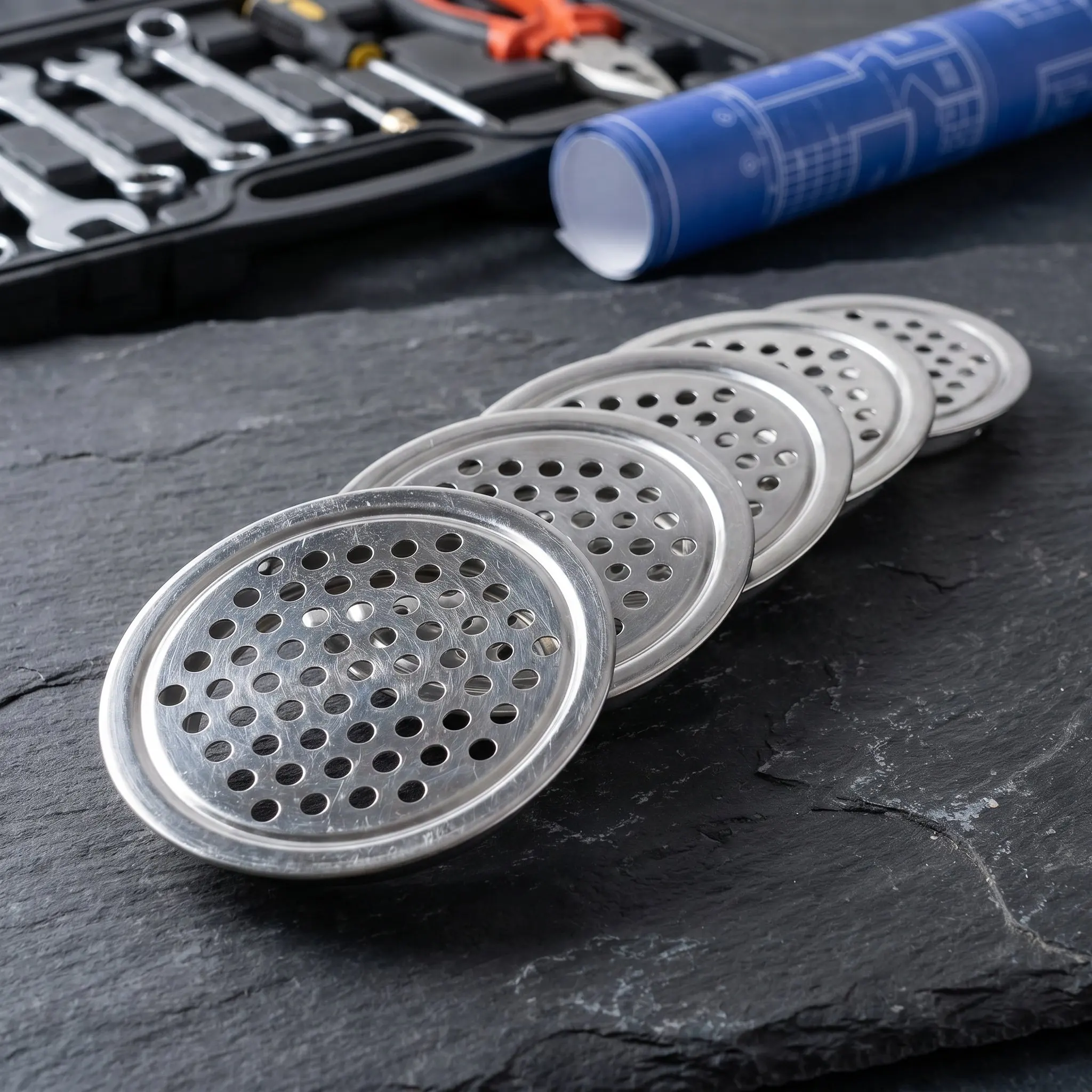20 Pcs Louvered Grille Cover Air Outlet Round Stainless Steel Ventilation Duct Silver
