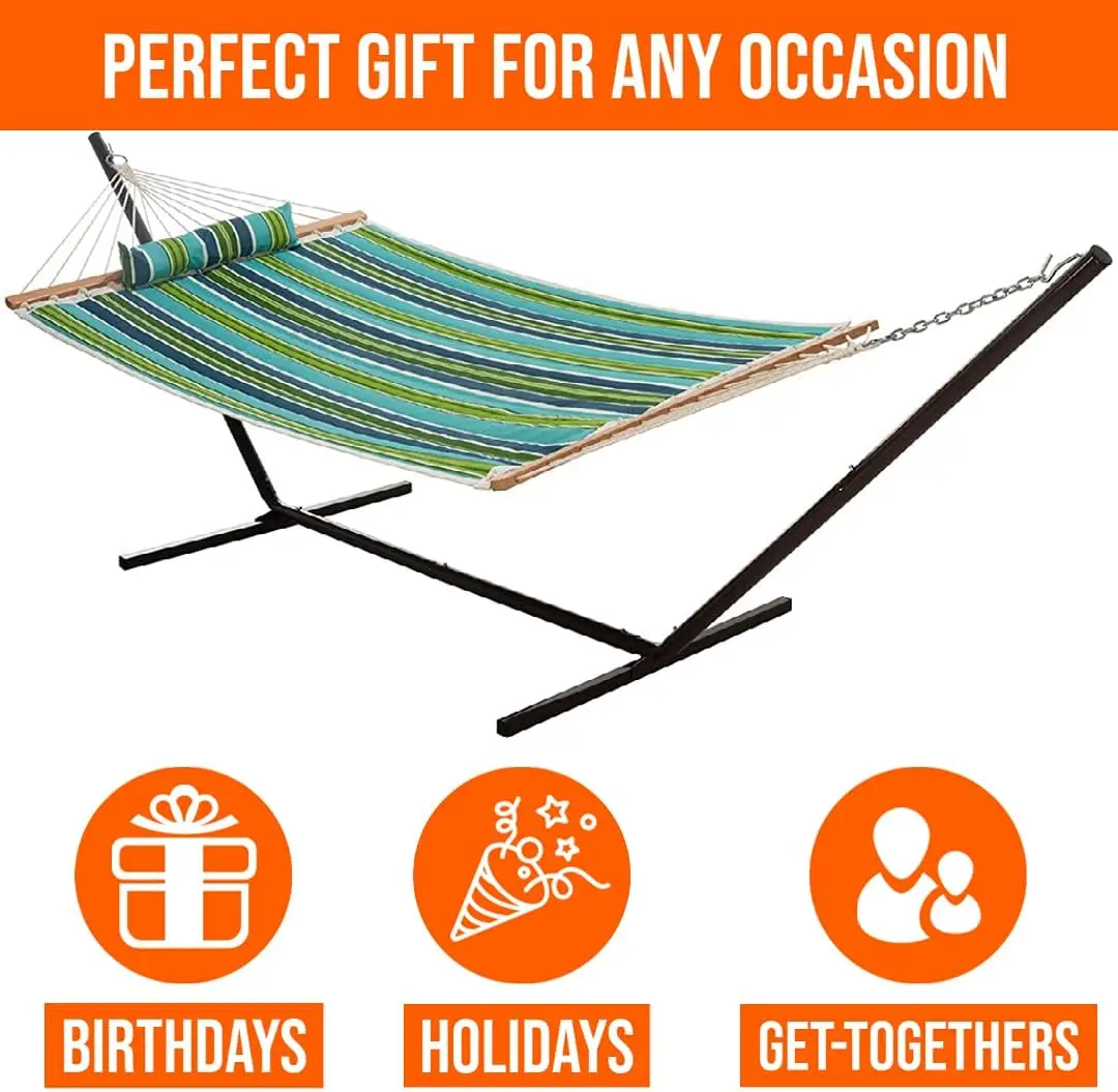 Living Best Space Saving Quilted Hammock with Stand & Pillow Combo for Apartment Living, Designed in The USA, Perfect f