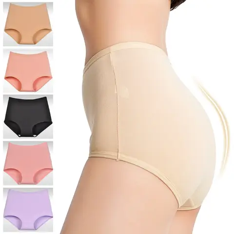 3PCS Women Cotton High Waist Panties Soft Breathable Briefs Seamless Ladies Panty Underpants Female Plus Size Underwear XL-6XL