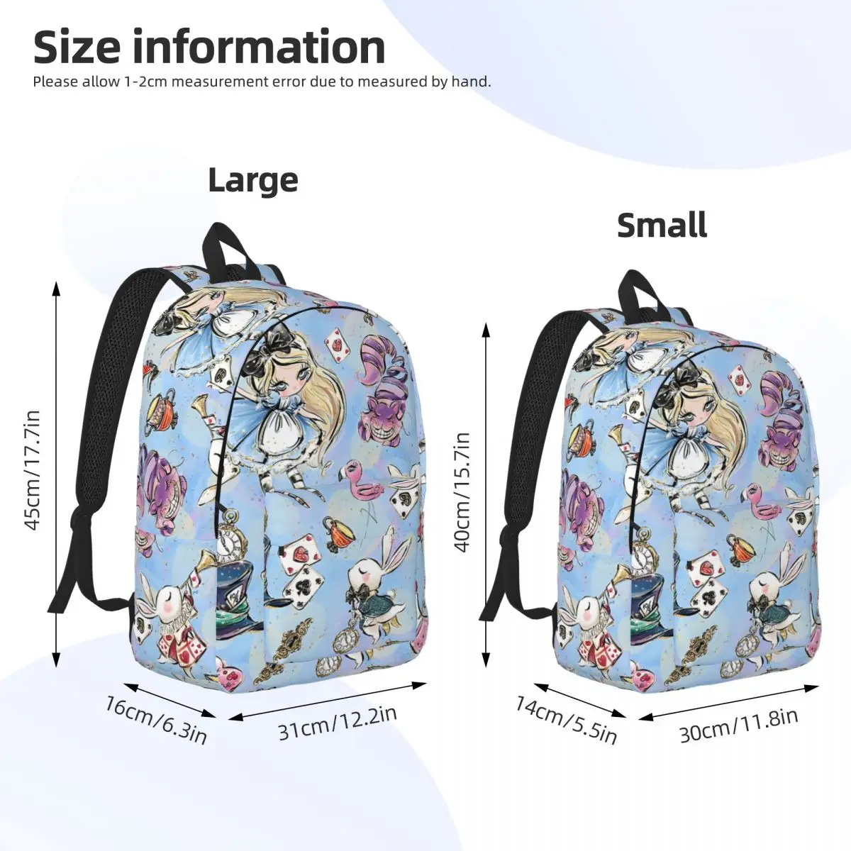 Versatile Alice In Wonderland Cat Rabbit Handbag Campus Sturdy Shoulder Disney Alice in Wonderland Film Girl Kid Bag For Gifts