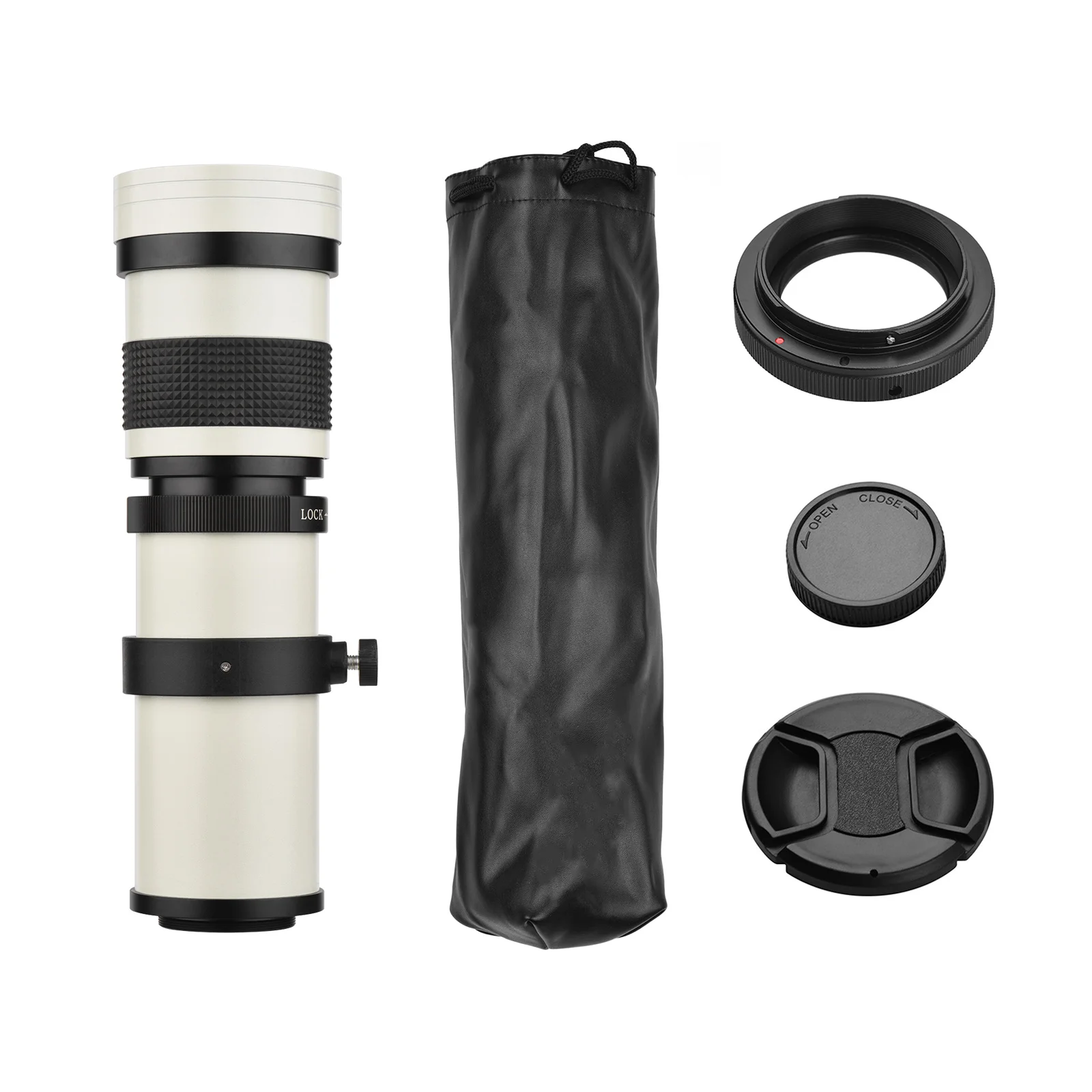 Camera MF Super Telephoto Zoom Lens F/8.3-16 420-800mm T Mount with Adapter Ring Universal 1/4 Thread Replacement