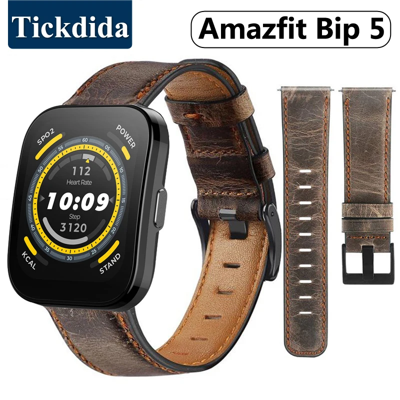 

High Quality Top Layer Cow Leather Strap for Amazfit Bip 5 3 Pro Bip U Quick Release Watchband for Amazfit GTR 4 3 GTS 2 4 Mini