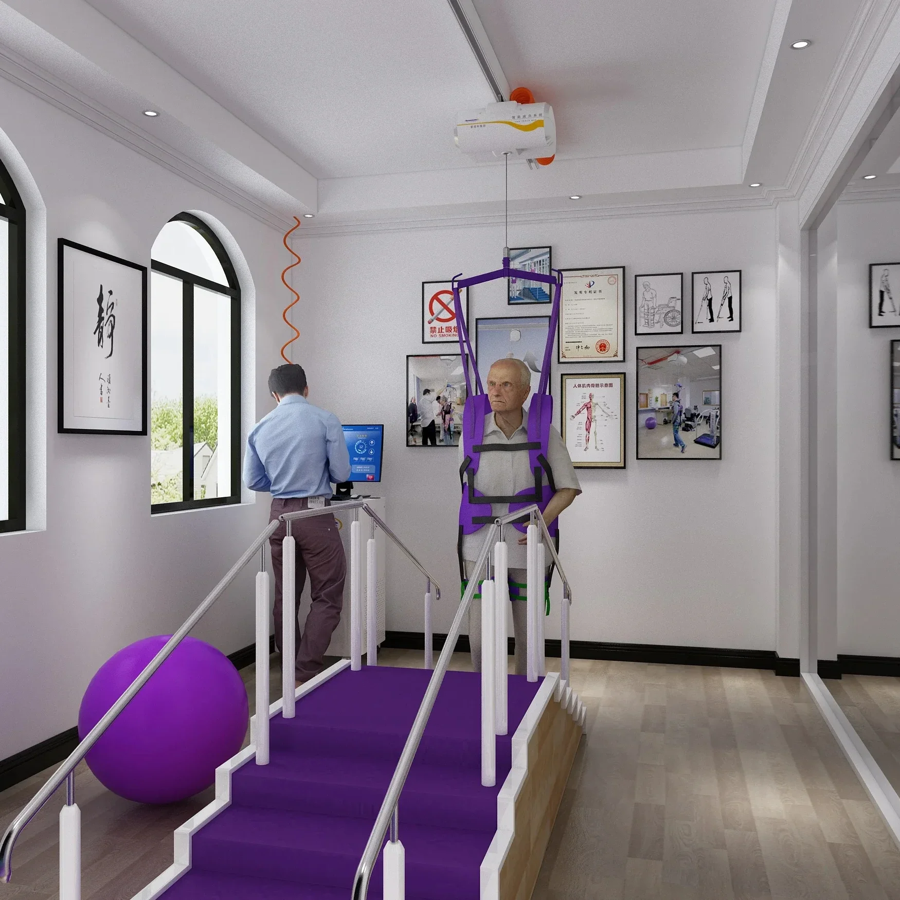 High-end Unweight Gait Training System Rehilitation Equipment Patient Ceiling Hoist Lift Device