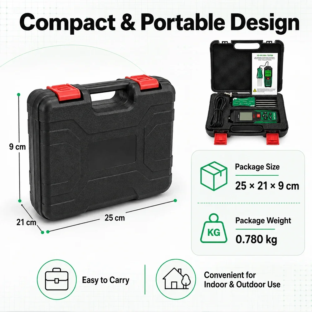 9 in 1 Soil Tester Digital NPK Sensor PH EC Meter Temperature Moisture Salinity Fertility Detector Analyzer for Garden