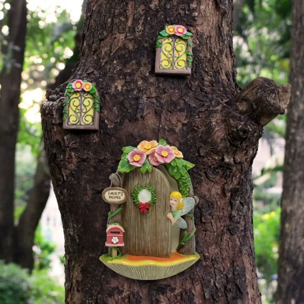 

4Pcs/set Glow In The Dark Fairy Door Statue Miniature Resin Crafts Fairy Miniature Model Handicraft Resin Fairy Ornaments