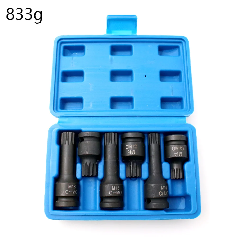 6pcs M14 M16 M18 Oil Pan Drain Plug Screw Bolt Star Tamper Proof Socket Sleeve Tool For Volkswagen Audi Mercedes Benz