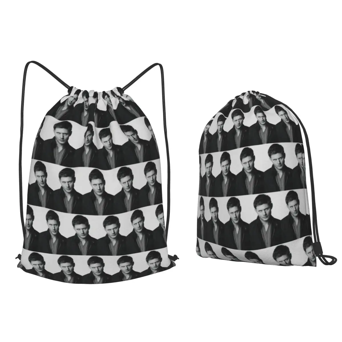 Jensen Ackles, Dean Winchester Backpacks Portable Drawstring Bags Sports Bag Book Bags for Travel Students
