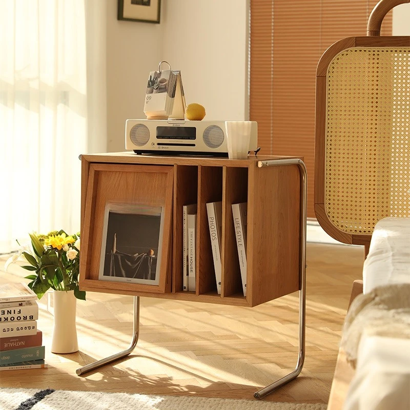 Iron cherry wood edge few sofa designer corner few Nordic wood magazine cabinet Japanese bedside table