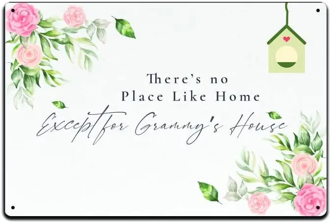 JP's Parcels Tin Signs Grandma Home Décor - Metal Sign 12 x 8 in. There's No Place Like Home Except for Grammy's Hou sign