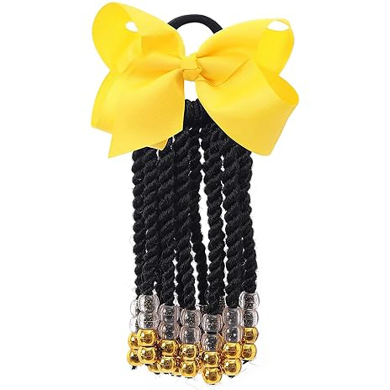 Kids Ponytail Hair Extension Braid Girls Braided Hair Band & Bow Clip For Girls Beads Detachable Reusable