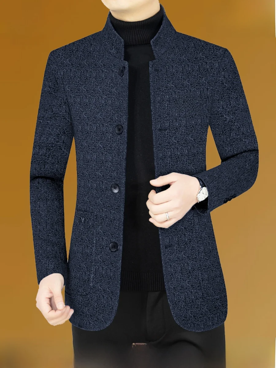 

Мужская шерстяная куртка Pierre Cardin весна-осень 2025: новая повседневная модель для мужчин среднего возраста, приталенный крой, с множеством карманов, защита от сминания