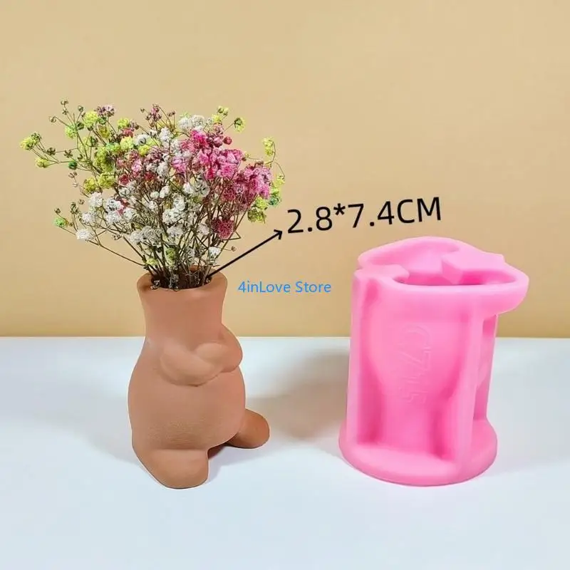 T4MD Silicone Flower Pots Mold Epoxy Resin Molds Abstract Human Pen Holder