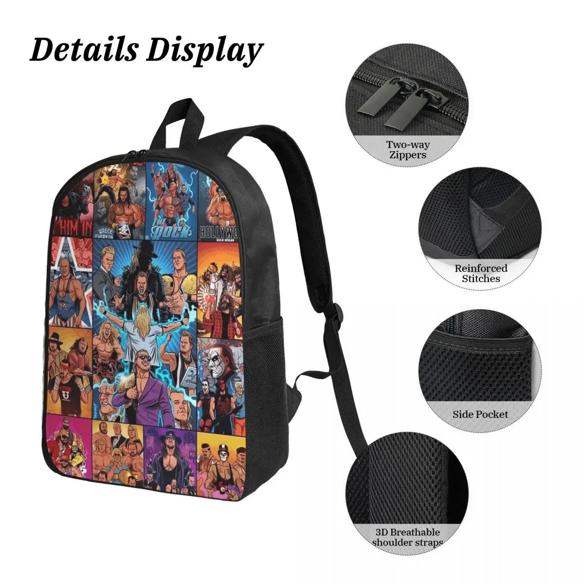 جون سينا احترام حصل عليه الكرتون المصارع على ظهره طالب بنين بنات BookBag حقيبة مدرسية 3ps معزول حقيبة الغداء مقلمة