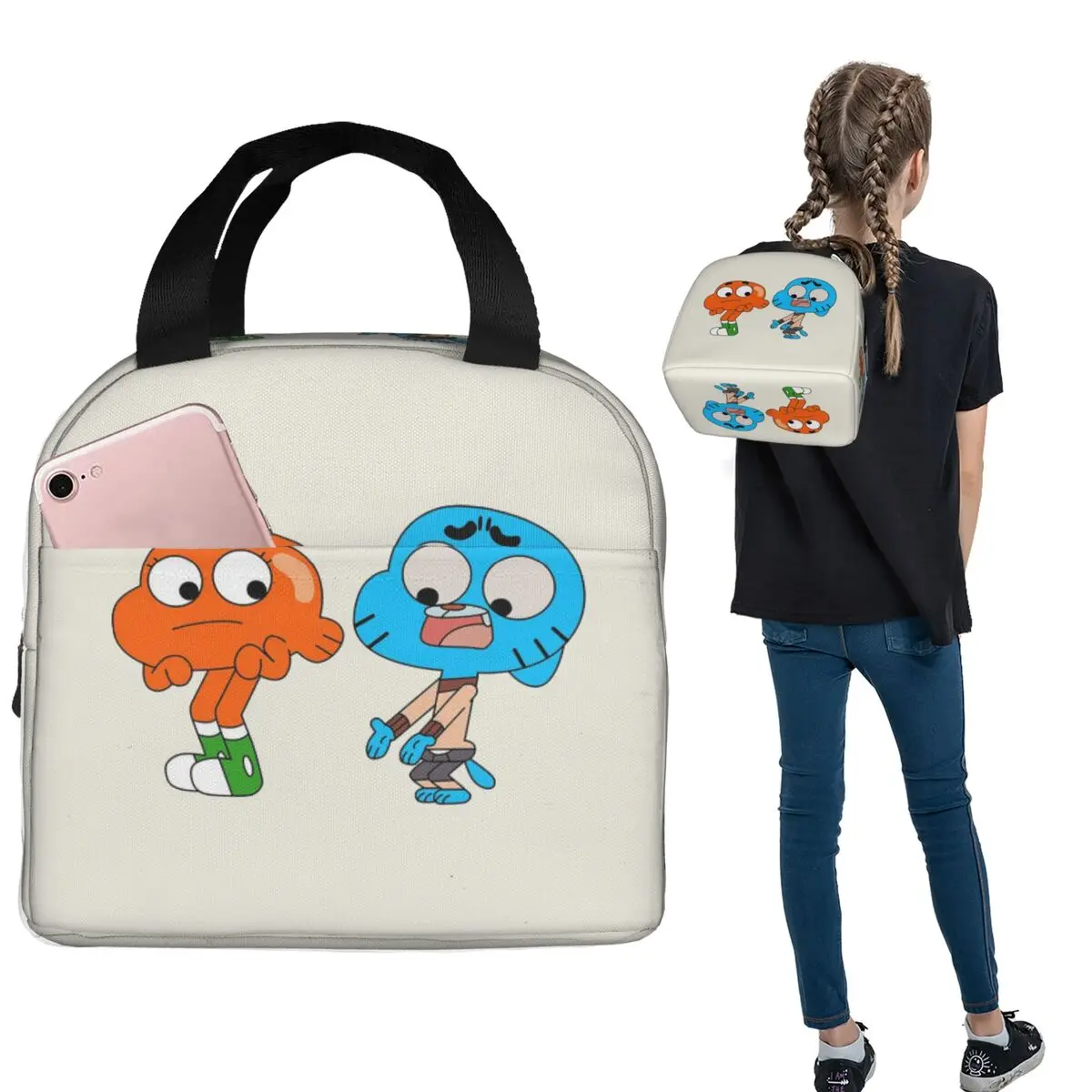 

Термосумка для обедов Gumball And Darwin, изолированная, для женщин и детей, портативная, для еды, термосумка-тоут