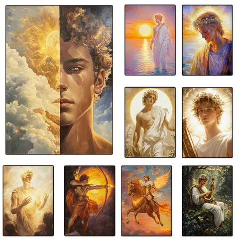 Pósteres e impresiones del dioses griegos, atractivo Apollo, Dios del sol, lienzo impreso, imagen artística de pared para sala de estar, regalos de decoración del hogar