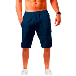 2024 neue Herren Baumwoll Leinen Shorts Sommer lässig atmungsaktiv einfarbig Leinen kurze Hosen Fitness Streetwear Hosen