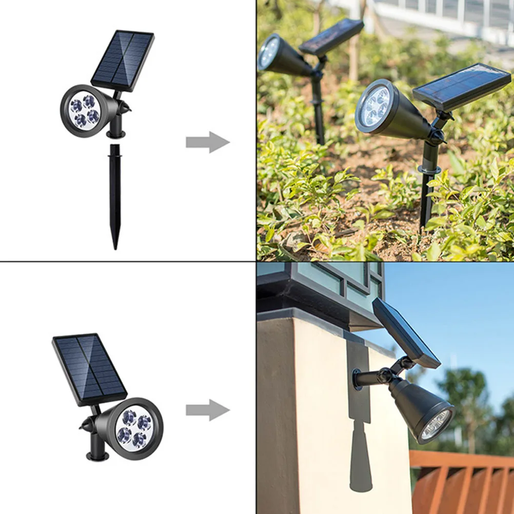 

4 LEDs Solar Lawn Light Black Spotlight IP65 Waterproof Outdoor Garden Pathway Decorative 2200mAh 7 Colors LED Effect