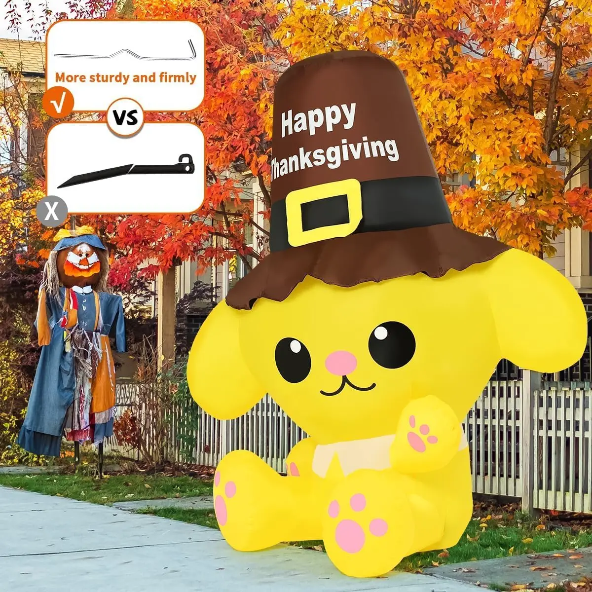 5.2 FT Tall Thanksgiving Yard Decorations Outdoor Garden Party Lawn Inflatables LED Lights Dog Fall Blow Yard Decoration