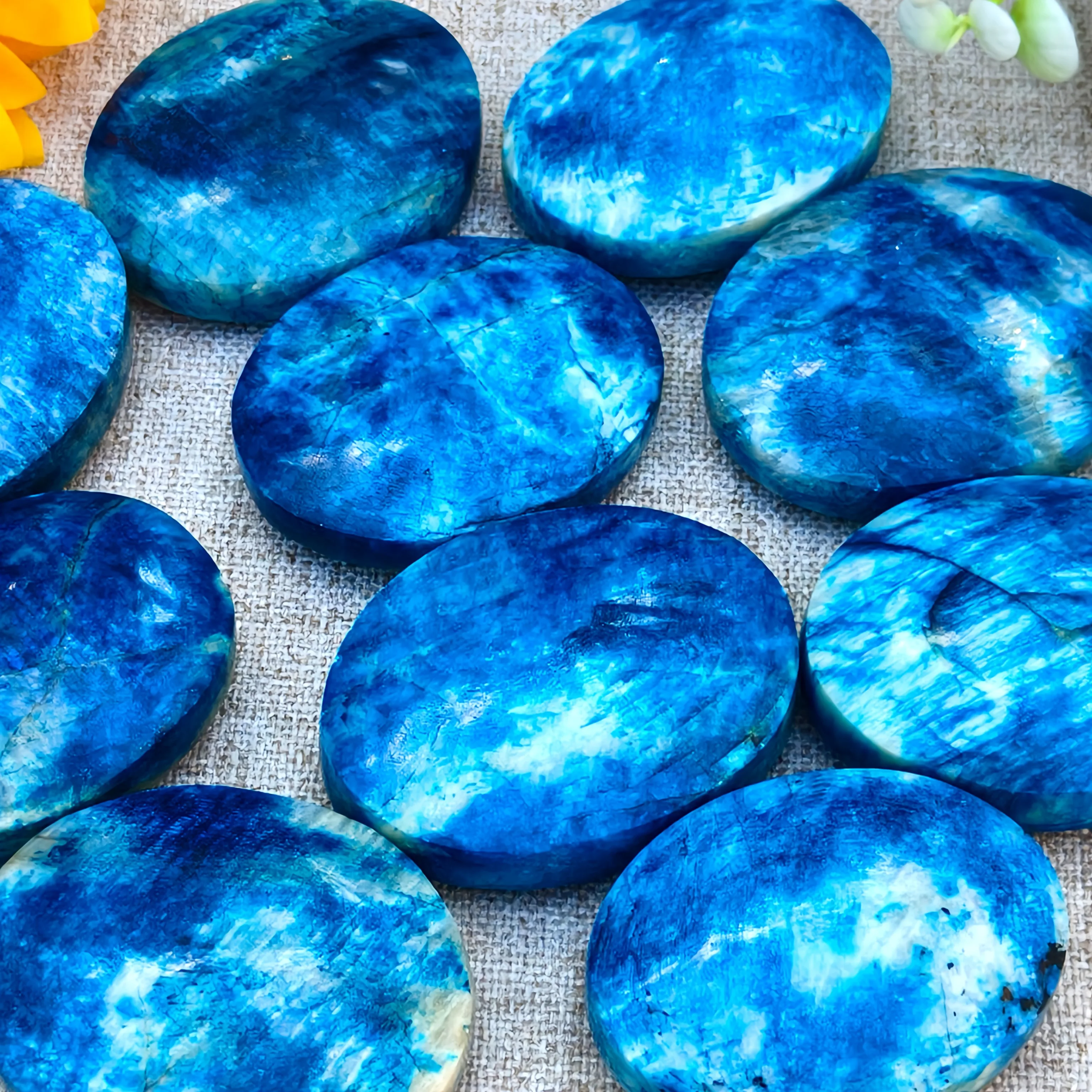 

Blue Moonlight Stone Palm with Natural Crystal Stone Spirit Decoration Aquarium Witch Pray Meditation Reiki and Crystal Healing