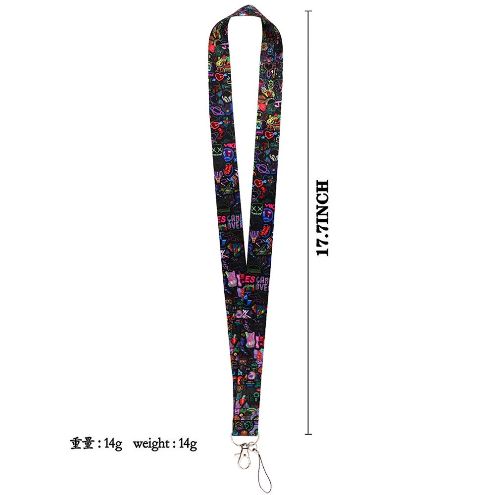 Night Neon Lanyards For Keys Chain ID Credit Card Cover Pass Charm Neck Straps For Friends Fashion Accessories Gifts