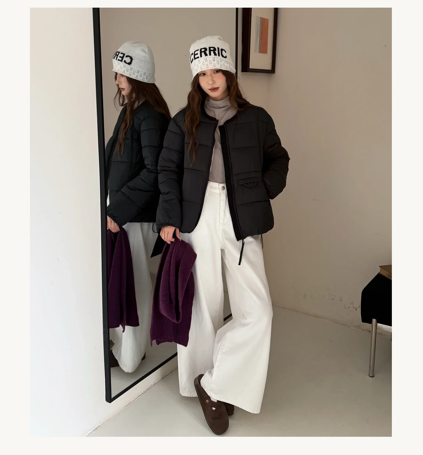 2026 Winter Women's Jacket Korean Patchwork Zipper Stylish Parkas Minimalist Versatile Coat Warm O-Neck Cotton Padded Outerwear