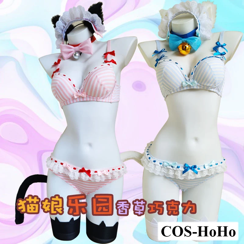 COS-HoHo Anime NEKOPARA Cats Paradise Vanilla Chocolat Sexy Lingerie Suit Lovely Unform Cosplay Costume Halloween Party Outfit