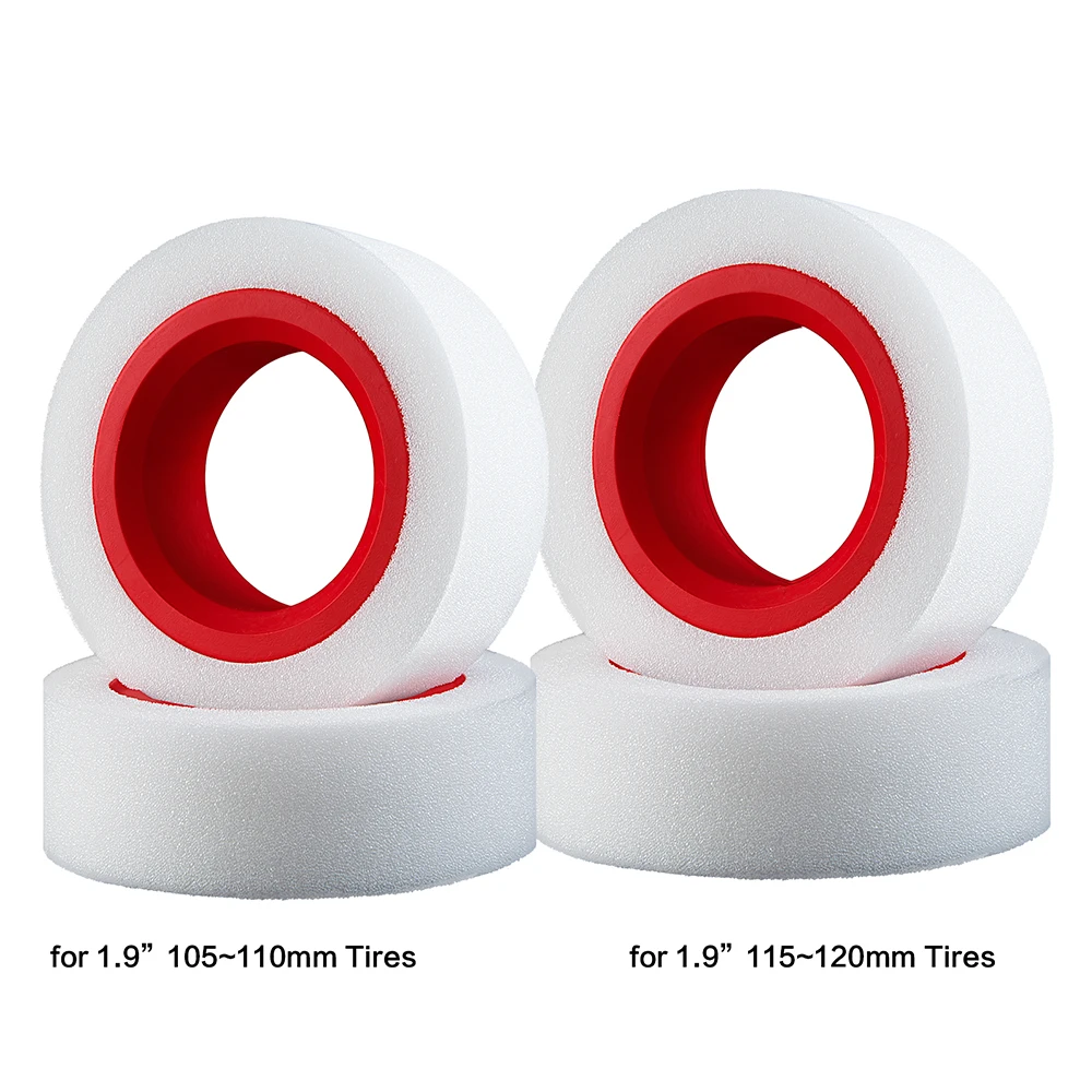 Mibidao 4 peças de pneus de roda de 1.9 polegadas 105-110mm 115-120mm inserção esponja de espuma embutida para axial scx10 90046 trx4 1/10 rc peças de carro