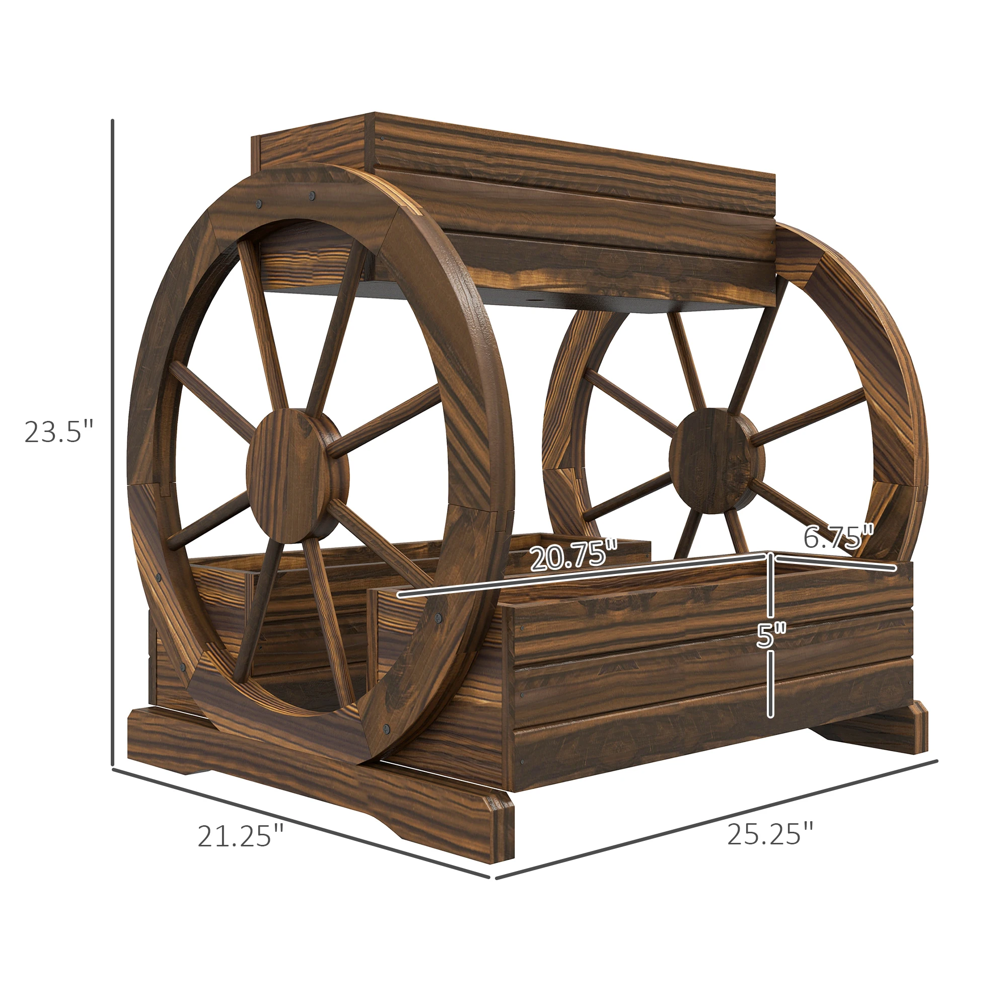 Outdoor Planter,Wooden Wagon Planter Box,3-Tier Raised Garden Bed,for Vegetables Flowers Herbs