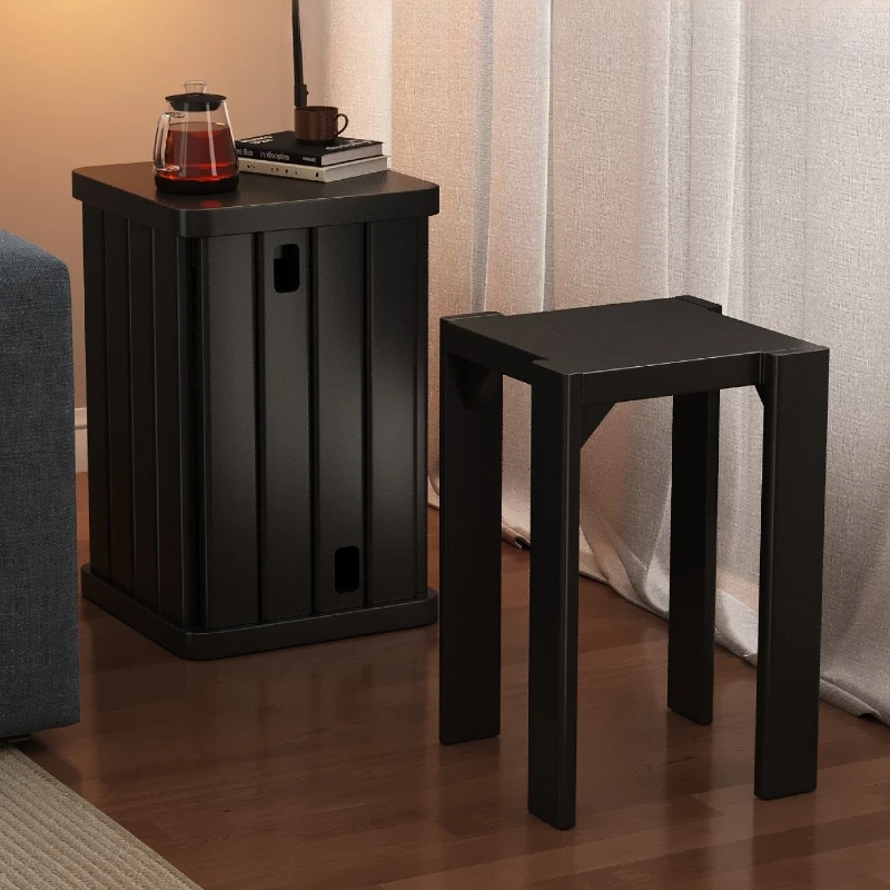 Solid wood stool new Chinese stacking music living room light luxury high sense stackable combination stool home spare stool
