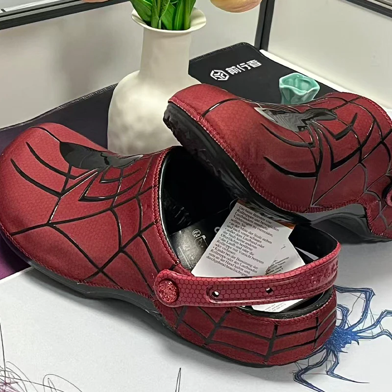 Cute Monster Spider Web Pattern Clogs Sandals Lightweight Eva Slipon Shoes Adjustable Strap Nonslip Home Beach Outdoor Slippers
