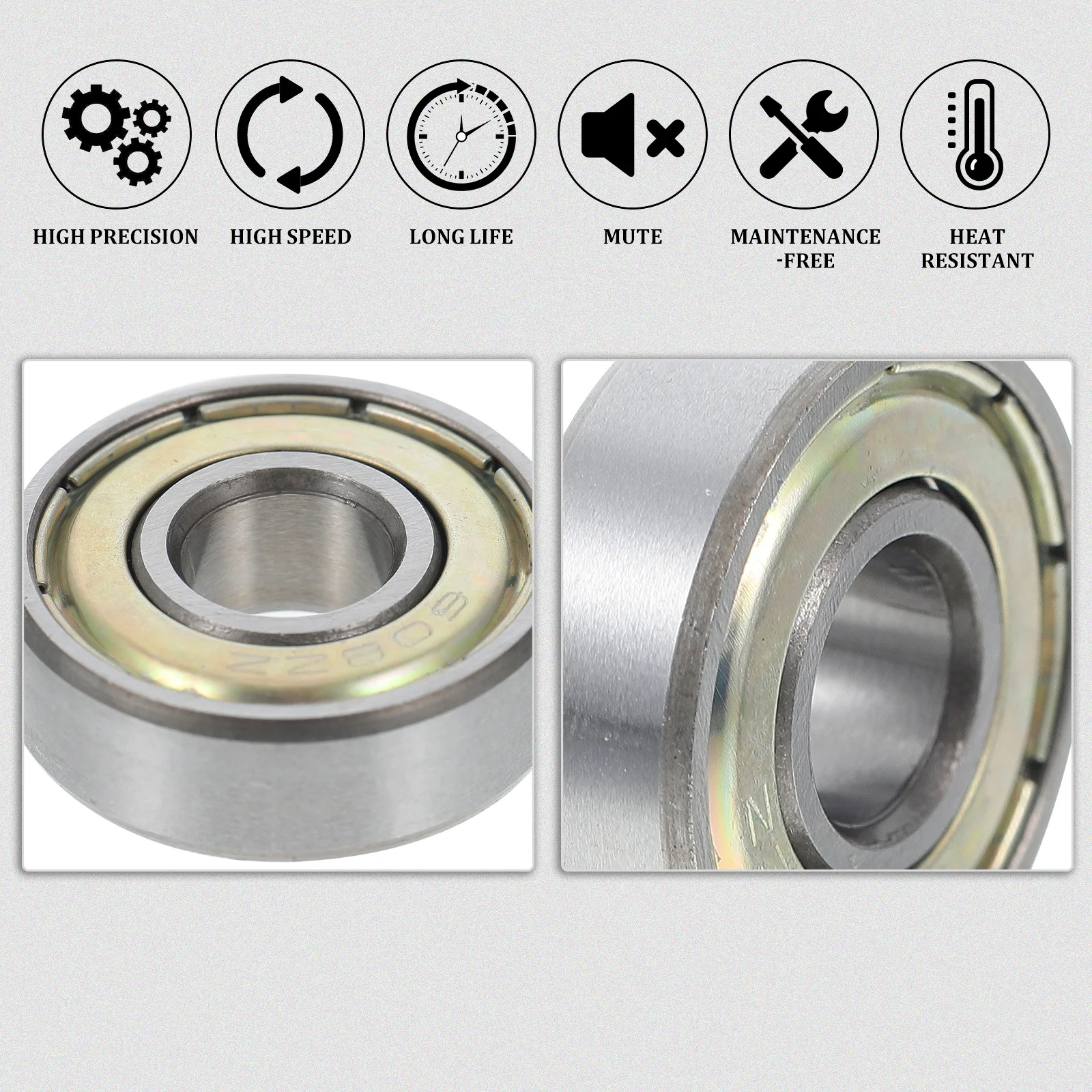 10 قطعة محامل لوح التزلج من الفولاذ الكربوني 608Zz مختومة عالية التحميل الأسطوانة التزلج Longboard سكوتر محامل العجلات هادئة