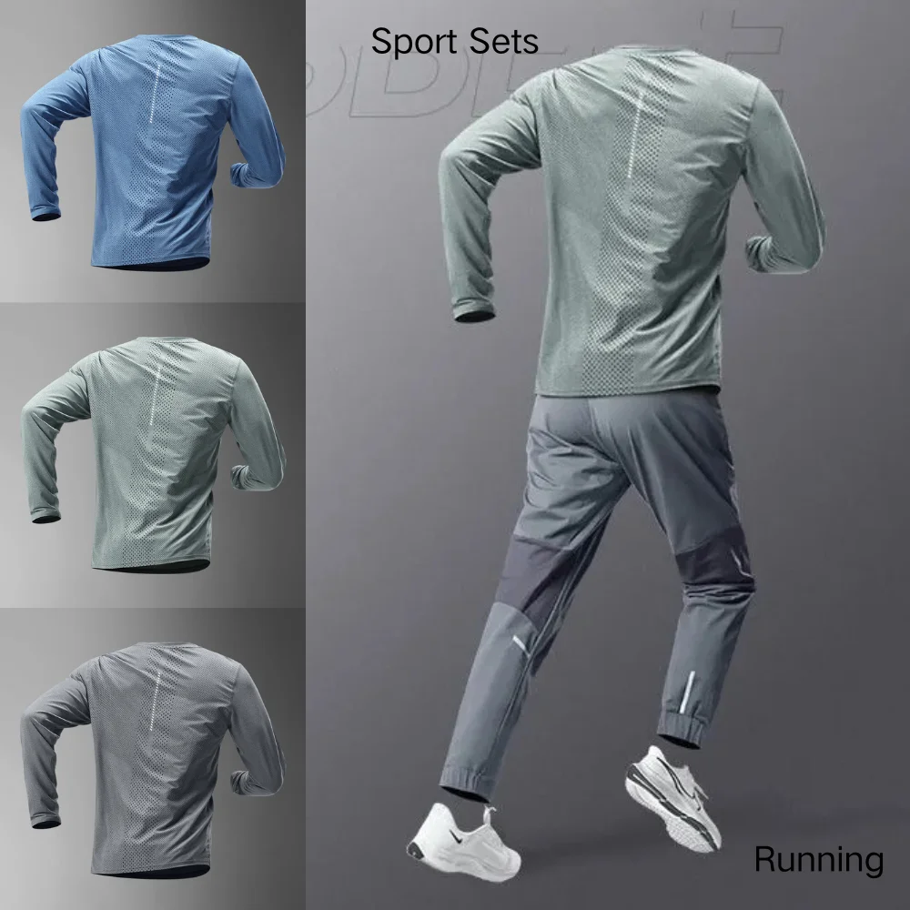 Sportsuit masculino fitness camisa de secagem rápida manga longa correndo solto treinamento equipamentos esportivos para primavera e outono agasalho