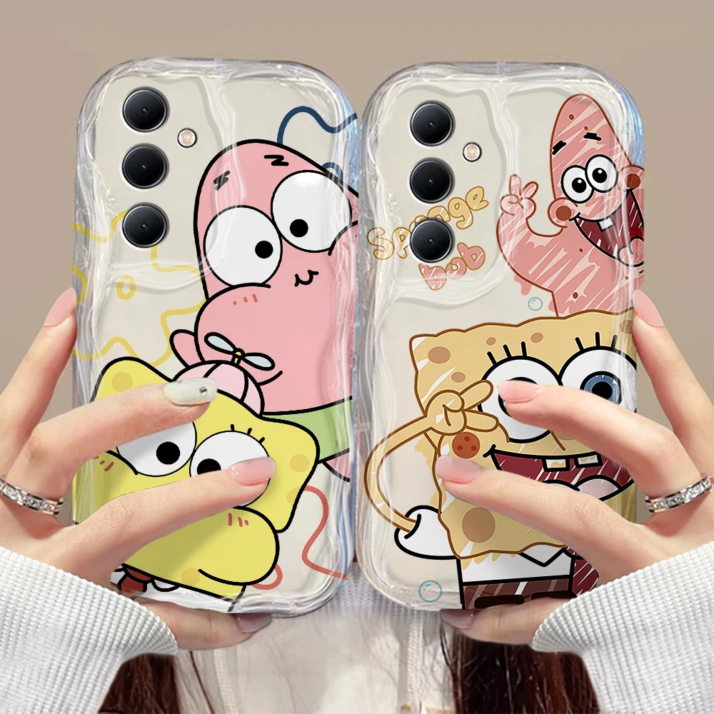 Cute SpongeBobs SquarePants 3D Wave Case For Xiaomi Redmi 13C 12 12C 10 10C 9 9C A1 A2 K50 Note 13 12 11 10 Pro Plus 4G 5G Cover