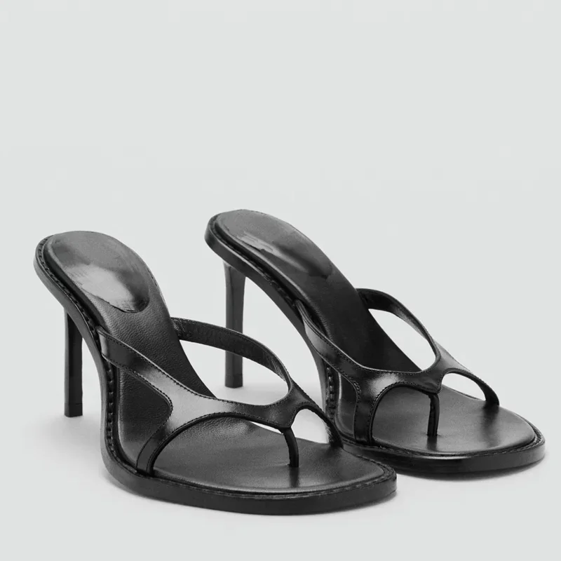Clip Toe One Word Belt High Heels Slippers Sexy Pointed Toe Slip On Thin Heels Customized New Arrivals Fashion Women Moern Shoes