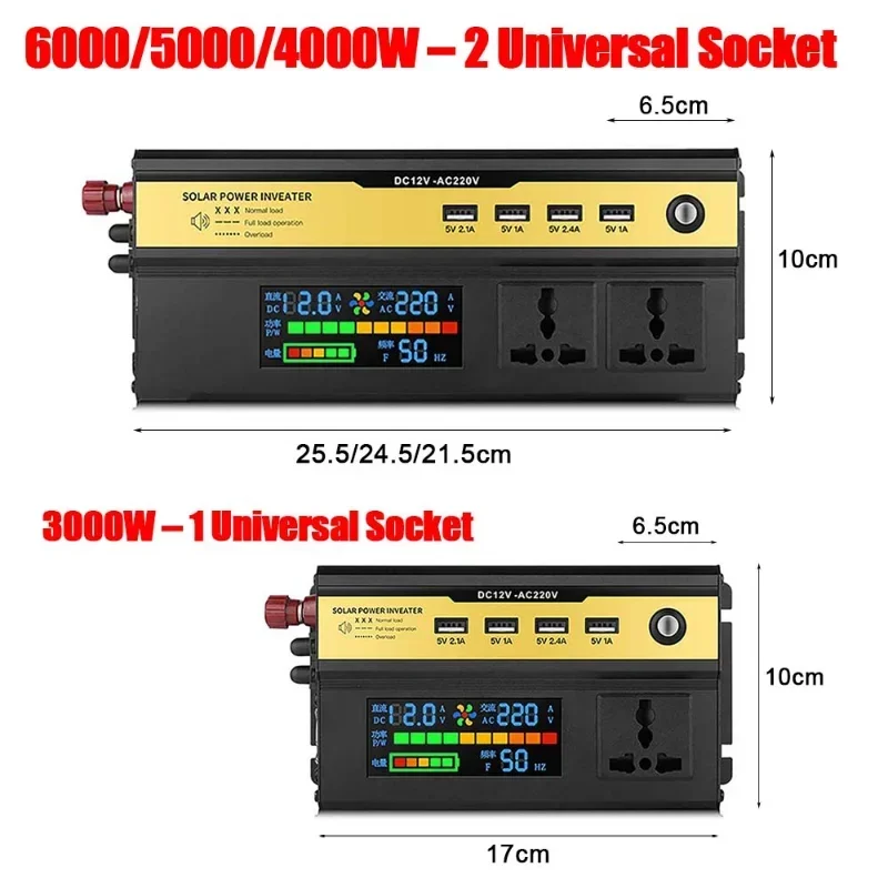 Portabel Car Inverter DC 12V 24V TO AC 220V Modified Sine Wave Inverter 6000W 5000W 4000W 3000W Voltage Transformer Converter