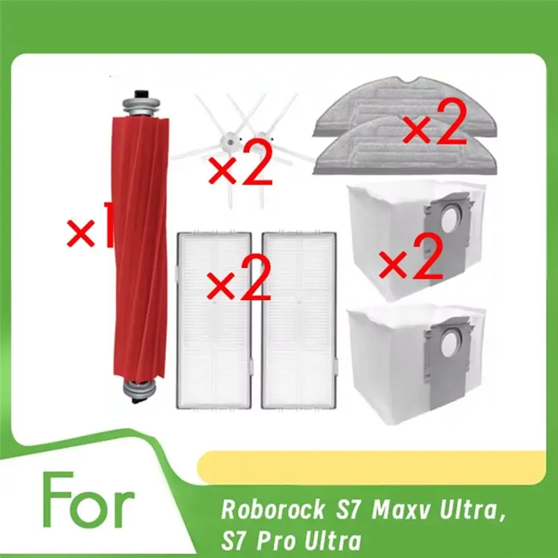 THIVN-For Roborock S7 Maxv Ultra/S7 Pro Ultra Vacuum Cleaner Accessories Main Side Brush Mop Filter Dust Bags