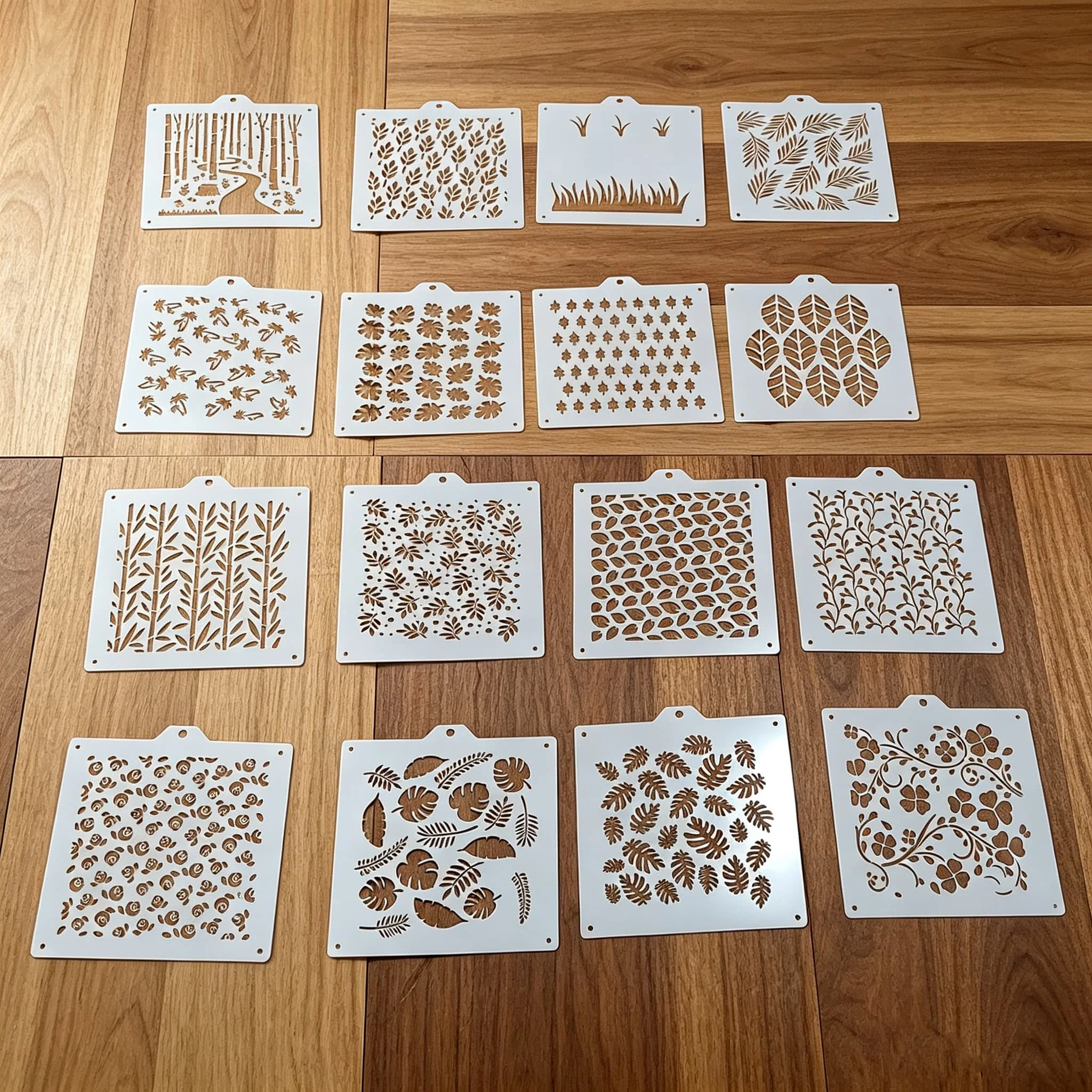 16Pcs Cake & Cookie Spray Stencils, Flower Leaf Palm Tree Template for Cream Powder Baking Decoration