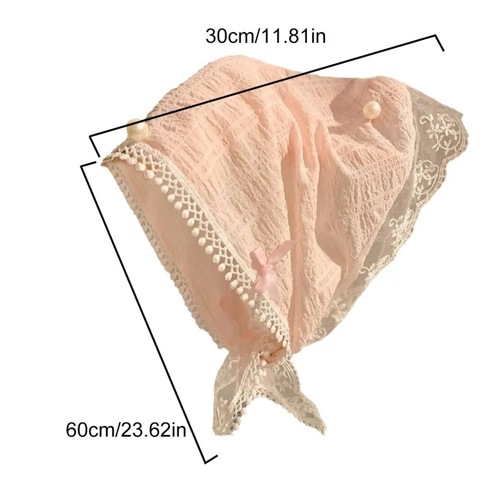 Écharpe de sauna triangle en dentelle de perles vintage pour filles, nœud de mode, accessoires pour cheveux, écharpe douce d'été