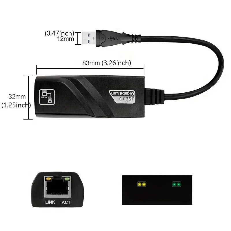 Adaptador Ethernet USB 3.0 de 1000Mbps/100Mbps, tarjeta de red RJ45, adecuado para PC/portátil, compatible con Smartthings, alimentación USB